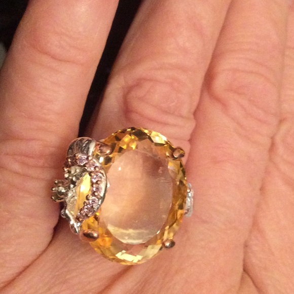 Awe Inspiring 27 CTW Genuine Citrine, Aquamarine & Pink Topaz Ring - Picture 6 of 15